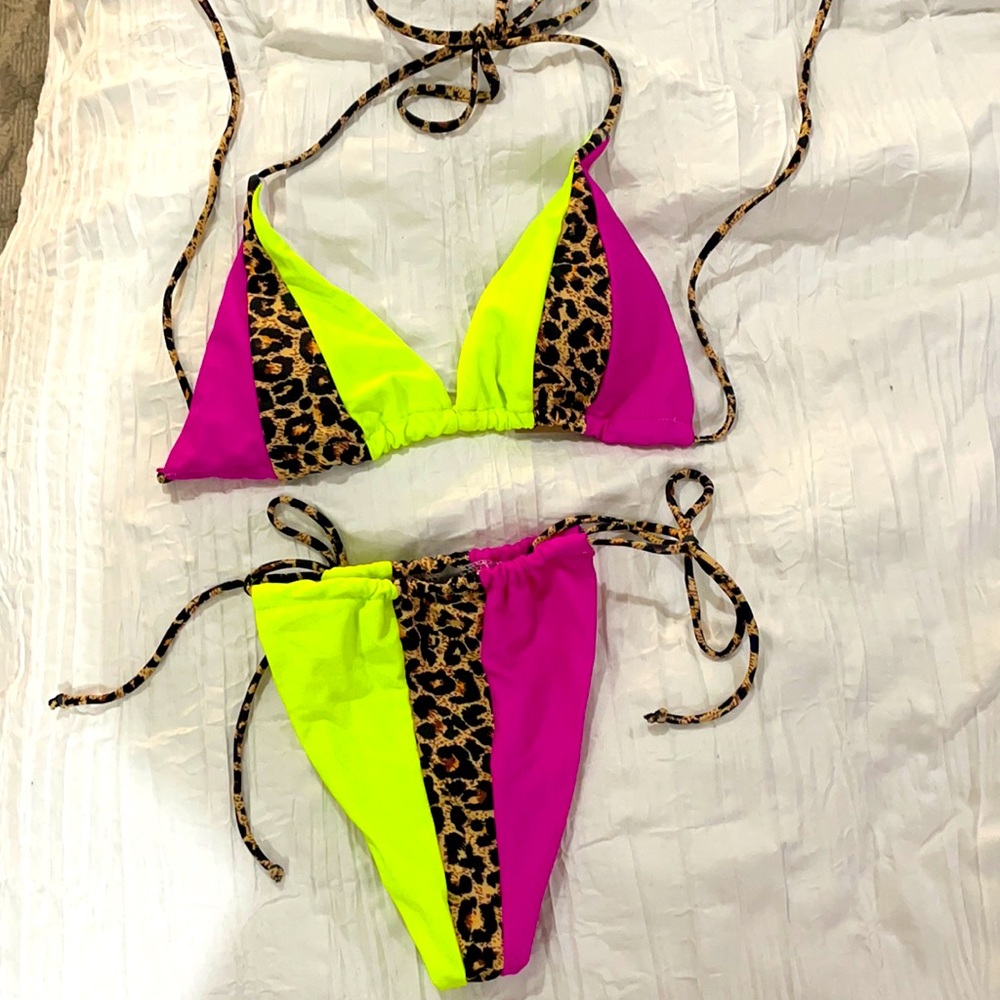 leopard bikini set triangle top